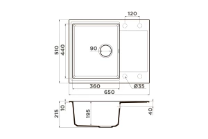 Второе фото. Мойка врезная с крылом OMOIKIRI Daisen 65