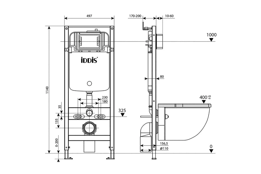 Инсталляция с клавишей смыва IDDIS Optima home (изображение №4)