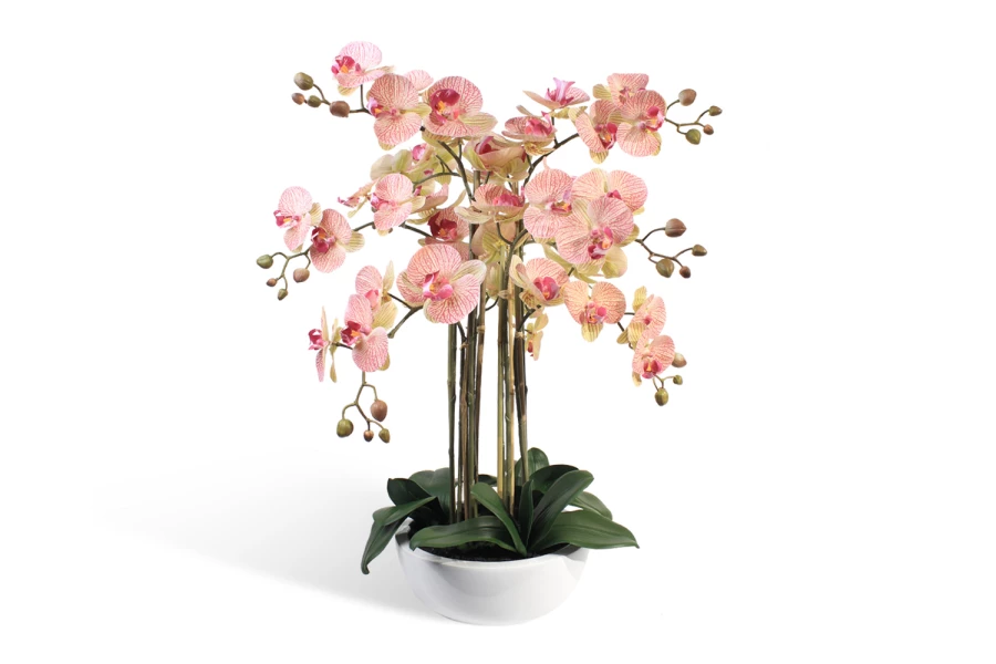 Искусственное растение в круглом кашпо Орхидея Фаленопсис (изображение №1)