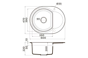 Второе фото. Мойка врезная с крылом OMOIKIRI Sakaime 60