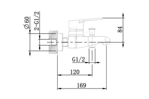 Второе фото. Смеситель для ванны AGGER Right A2910000