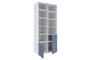 Шкаф комбинированный 2-дверный Абрис белый/дуб адриатика синий