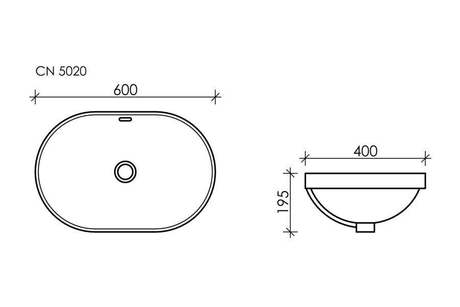 Умывальник встраиваемый сверху CERAMICANOVA Element (изображение №6)