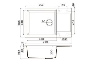 Второе фото. Мойка врезная с крылом OMOIKIRI Sakaime 78-LB