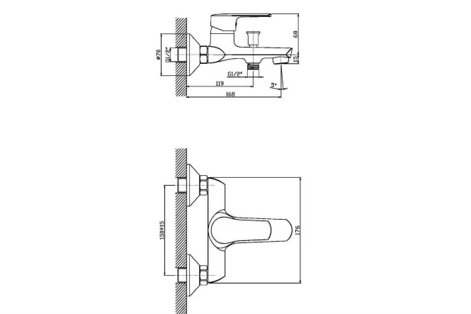 Смеситель для ванны ORANGE Archi M43-100 (изображение №2)