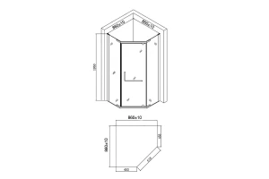 Второе фото. Душевой уголок AGGER A03-090TCR/G