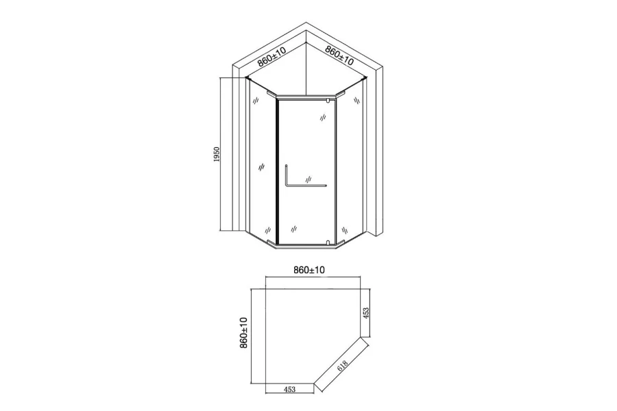 Душевой уголок AGGER A03-090TCR/G (изображение №3)