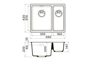 Второе фото. Мойка врезная OMOIKIRI Kata 55-2