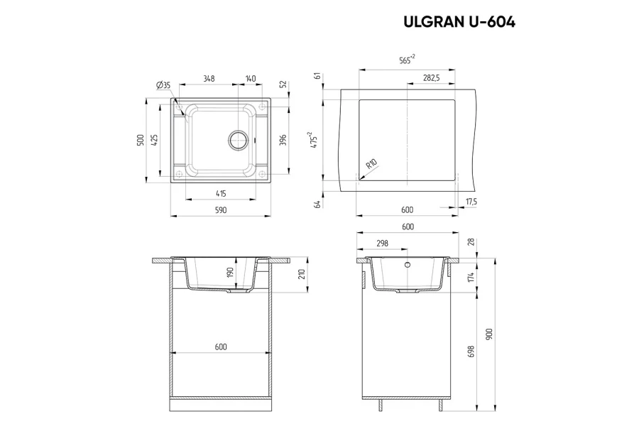 Мойка врезная ULGRAN u-604 (изображение №3)