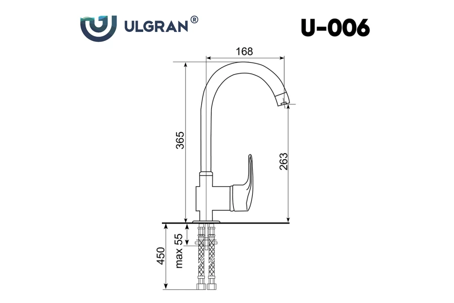 Смеситель для кухни ULGRAN U-006 (изображение №3)