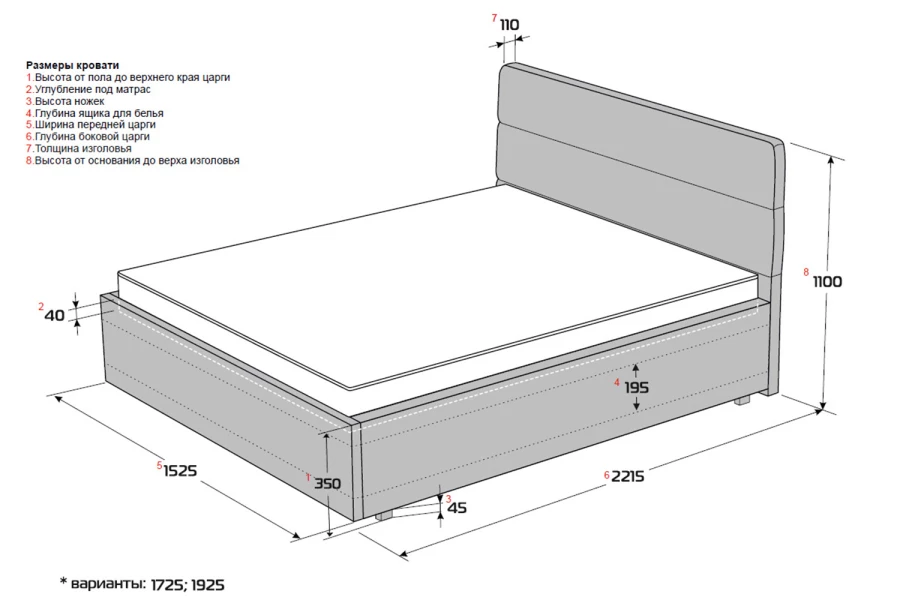 Кровать с подъёмным механизмом Милтон (изображение №16)