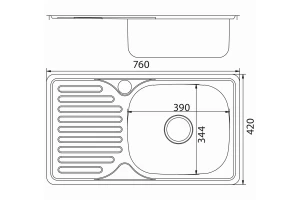 Второе фото. Мойка врезная с крылом MIXLINE 530530