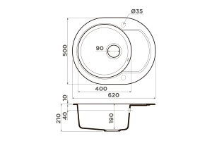 Второе фото. Мойка врезная с крылом OMOIKIRI Manmaru 62
