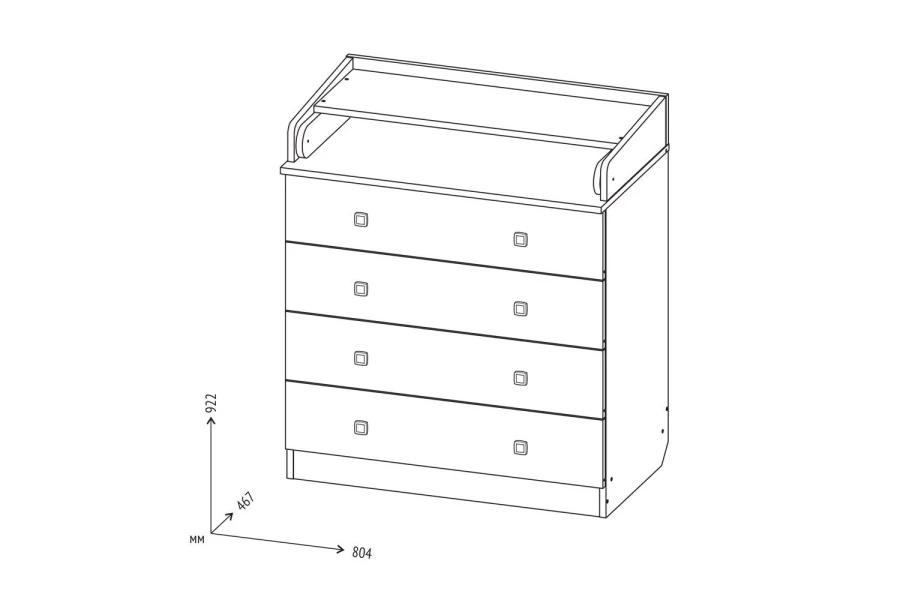 Комод с пеленальным столиком чертеж