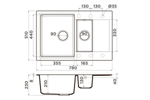 Второе фото. Мойка врезная с крылом OMOIKIRI DaIsen