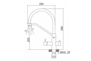 Второе фото. Смеситель для кухни SUS127TBL-016F-015
