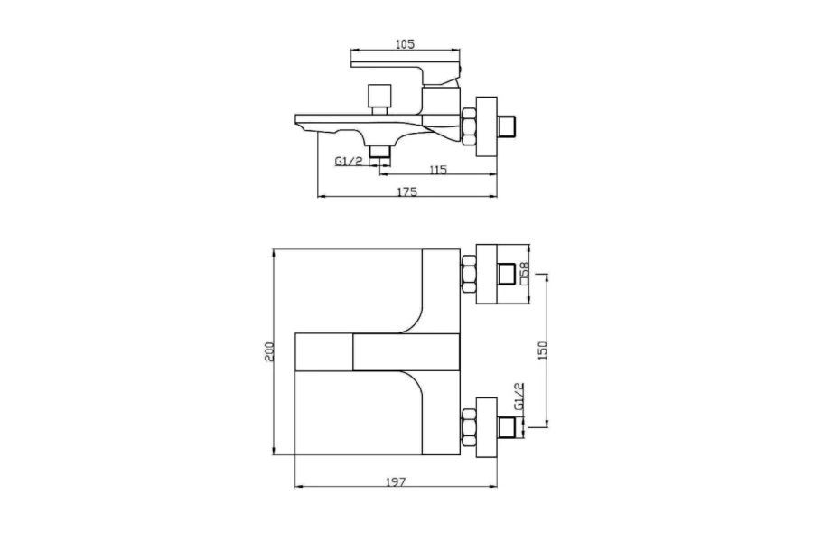 Смеситель для ванны ORANGE Lutz M04-100 w белый (изображение №6)