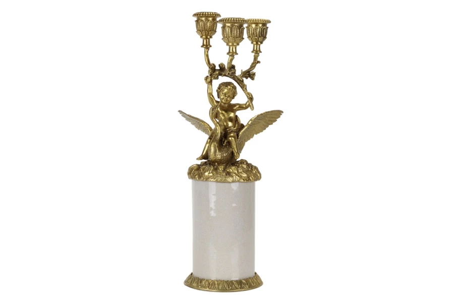 Подсвечник на 3 свечи Ангел с лебедем (изображение №1)