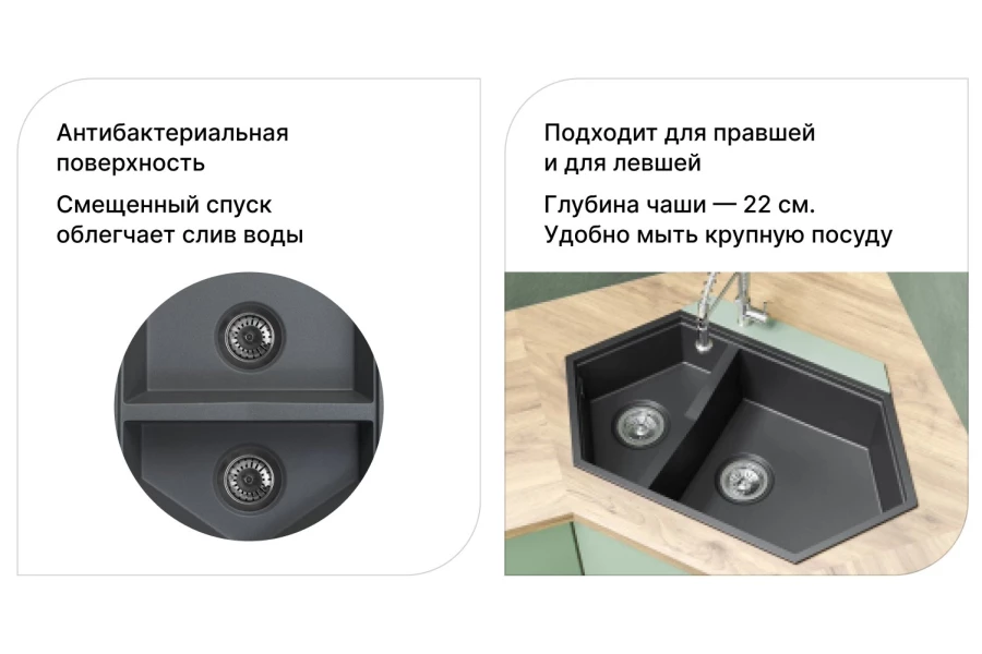 Мойка врезная KITKRAKEN Creek Graphite (изображение №3)