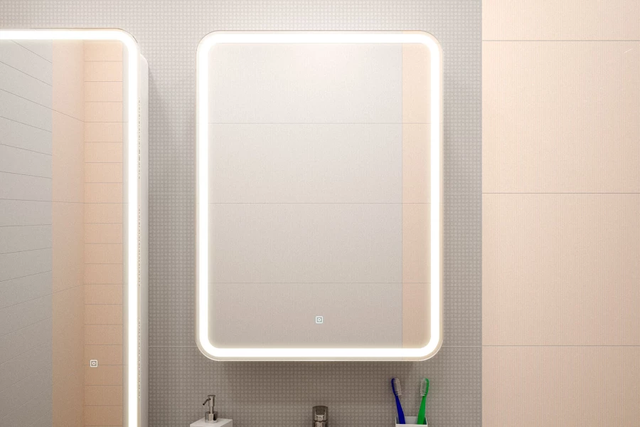 Шкаф с зеркалом левый Cielo Led 60х80 см с розеткой (изображение №3)