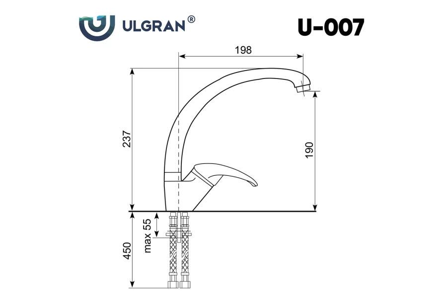 Смеситель для кухни ULGRAN U-007 (изображение №3)