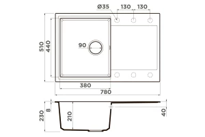 Второе фото. Мойка врезная с крылом OMOIKIRI DaIsen