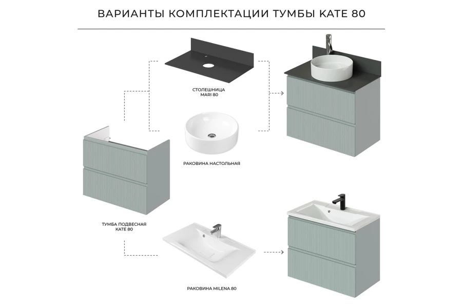 Тумба под раковину подвесная Kate (изображение №7)
