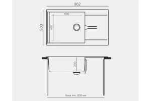 Второе фото. Мойка врезная с крылом Gals-862