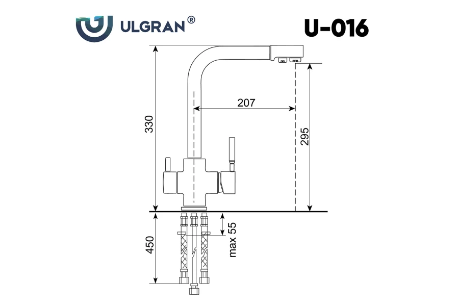 Смеситель для кухни ULGRAN U-016 (изображение №3)