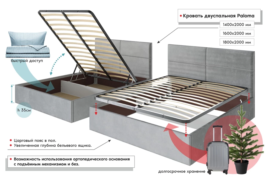 Каркас кровати без основания