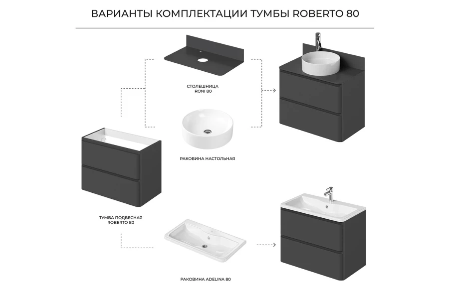 Тумба под раковину подвесная Roberto (изображение №8)
