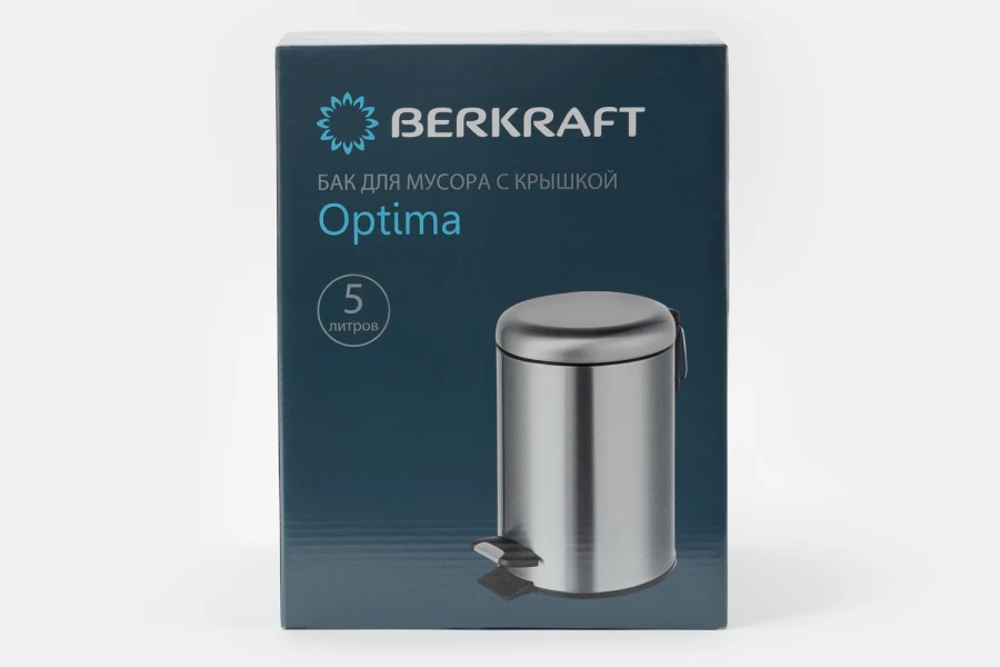 Бак для мусора с крышкой BERKRAFT Optima 5 л (изображение №4)