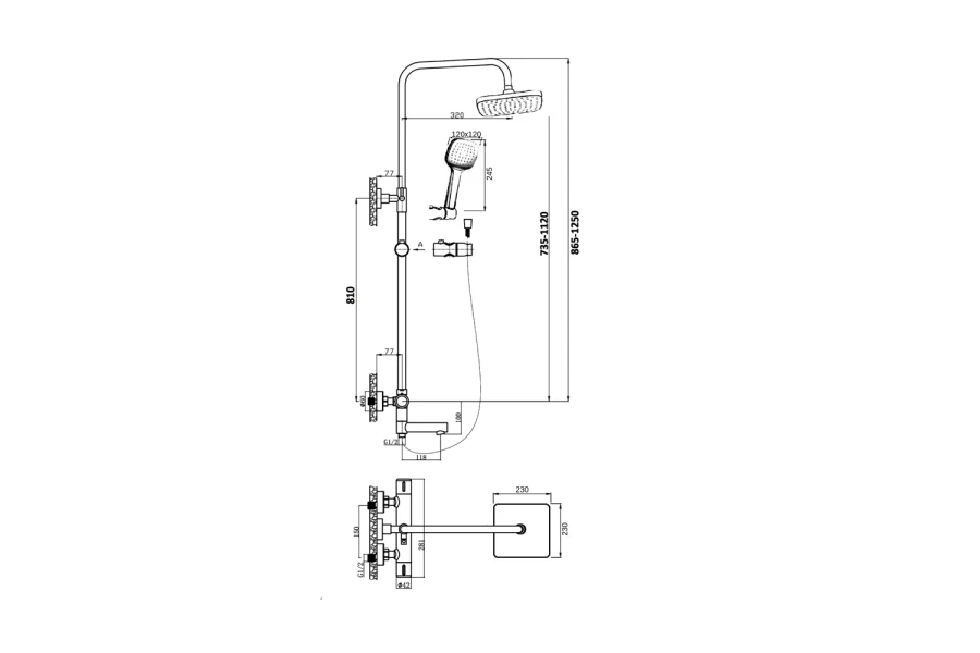 Душевая система с термостатом ORANGE Thermo T02S4-911 cr хром (изображение №4)