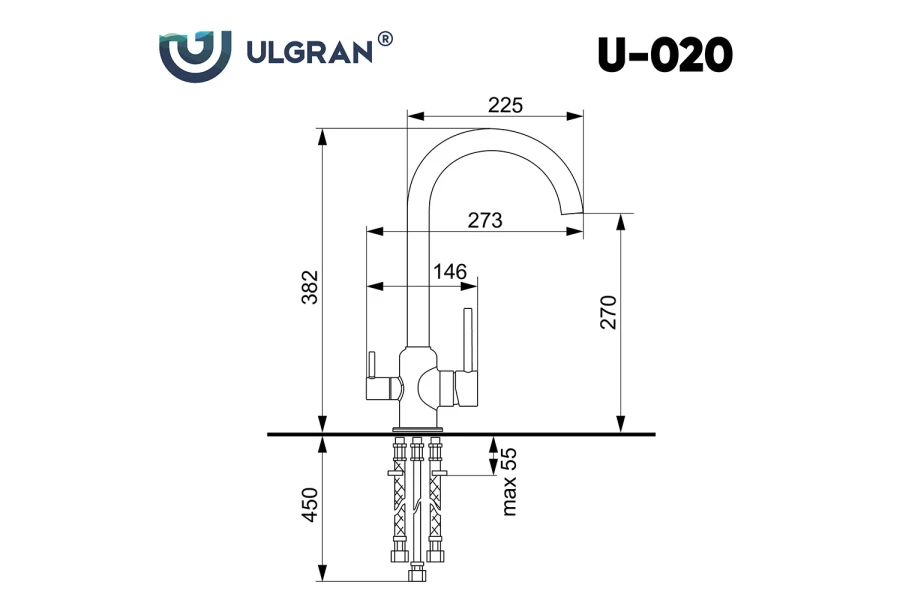 Смеситель для кухни ULGRAN U-020 (изображение №3)