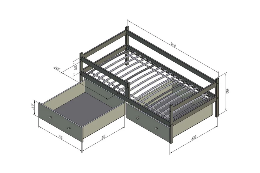 Кровать тахта с бортиком и ящиками Можга (изображение №6)
