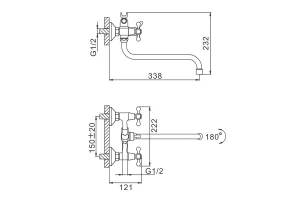 Второе фото. Смеситель для ванны и умывальника F2220
