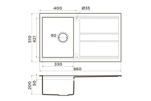 Второе фото. Мойка врезная с крылом OMOIKIRI Kitagawa 86