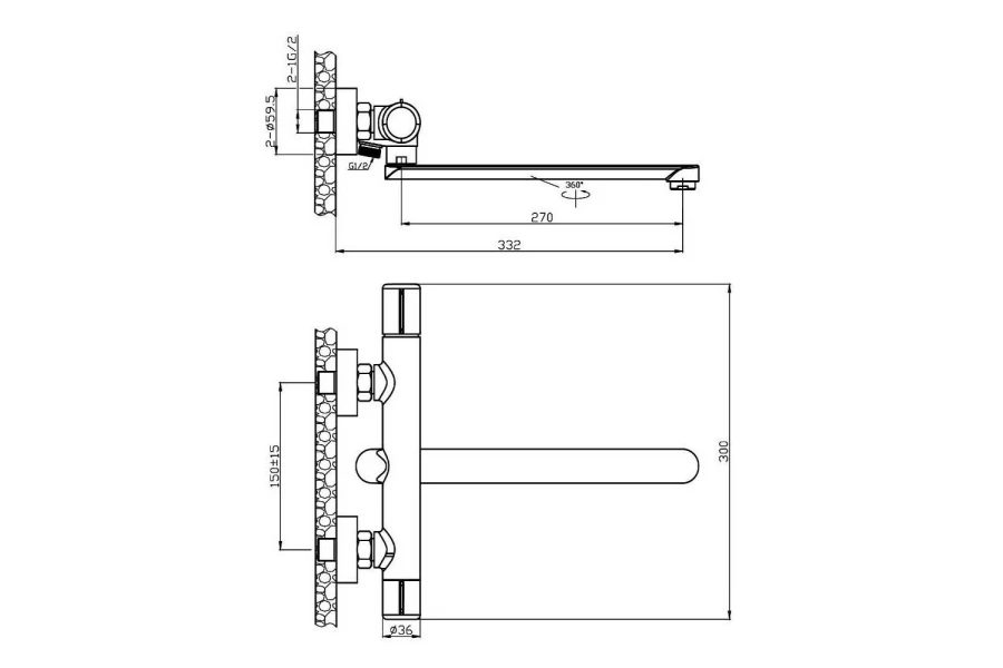 Смеситель для ванны AGGER Slim A2221100 (изображение №2)