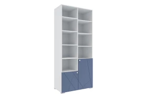 Шкаф комбинированный 2-дверный Абрис белый/дуб адриатика синий