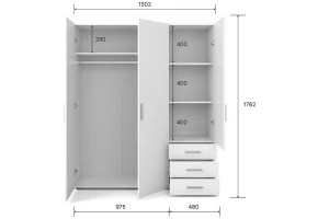Второе фото. Шкаф 3-створчатый Порто