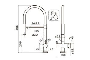 Второе фото. Смеситель OMOIKIRI Kanto-PVD-LG