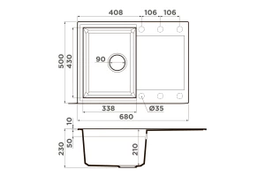 Второе фото. Мойка врезная с крылом OMOIKIRI Sakaime