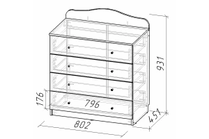 Второе фото. Комод с 4 ящиками Девочки