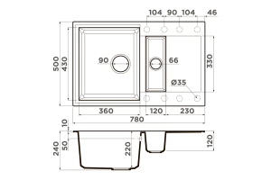 Второе фото. Мойка врезная с крылом OMOIKIRI Sakaime 78-2
