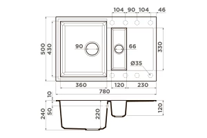 Второе фото. Мойка врезная с крылом OMOIKIRI Sakaime 78-2