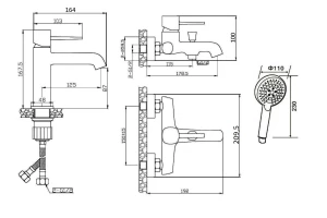 Второе фото. Набор смесителей 3 в 1 ORANGE Karl