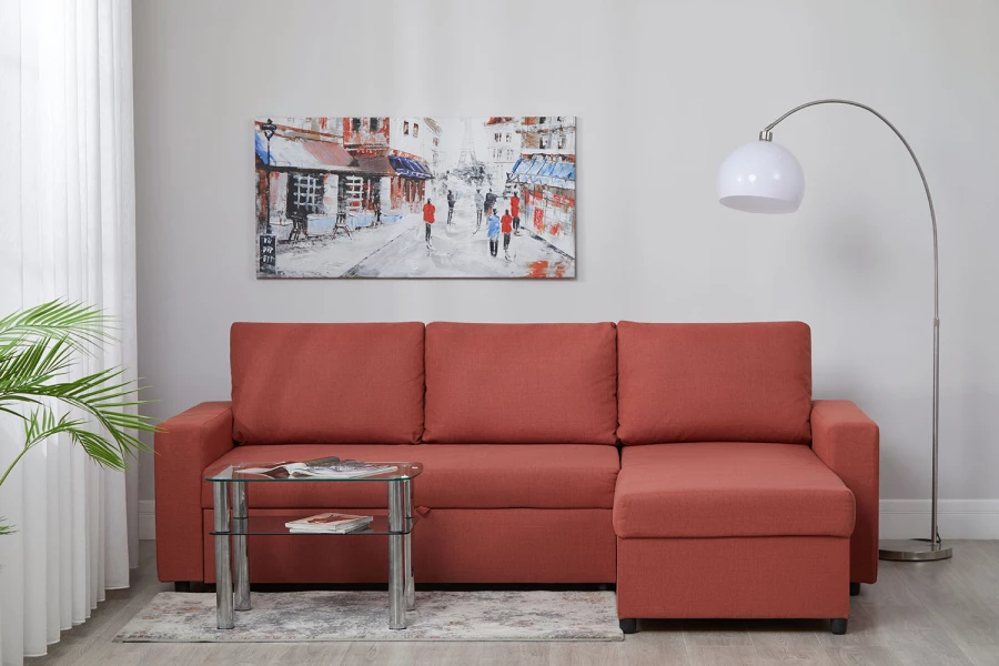 Угловой диван-кровать - аналог IKEA VILASUND, 235х90х155 см, розовый (изображение №4)