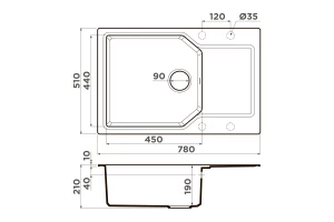 Второе фото. Мойка врезная с крылом OMOIKIRI Yonaka 78-LB