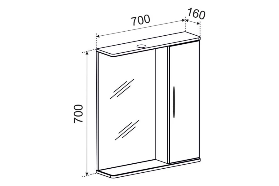 Зеркальный шкаф с подсветкой Рокард 70 (изображение №3)