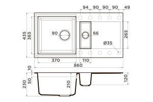 Второе фото. Мойка врезная с крылом OMOIKIRI Sakaime